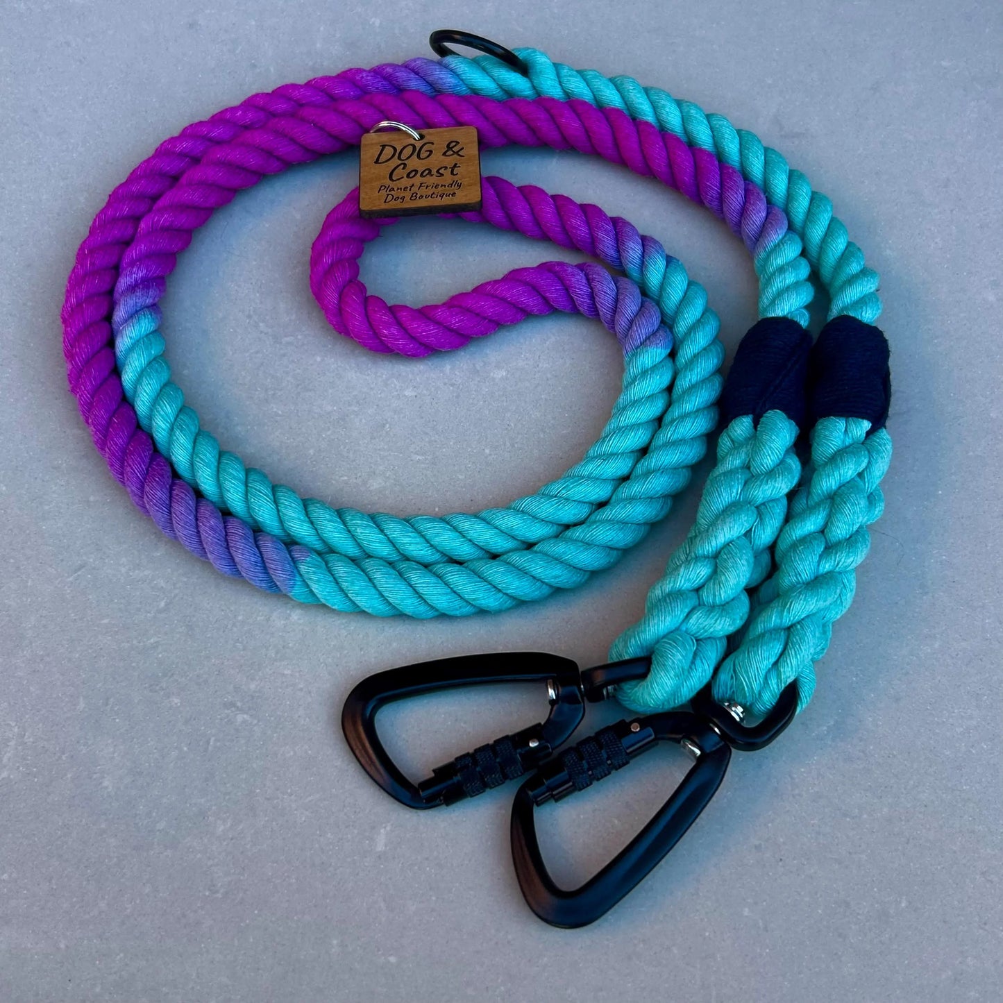 Turquoise & Purple Double Ended Training Rope Lead