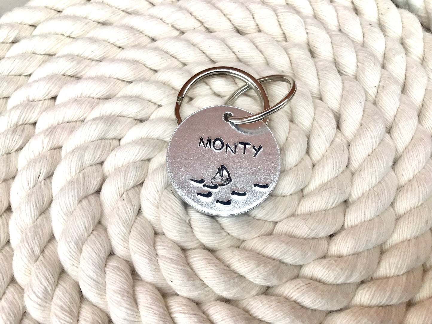 Personalised Sail Boat Hand Stamped Dog Tag - FREE POSTAGE 📦