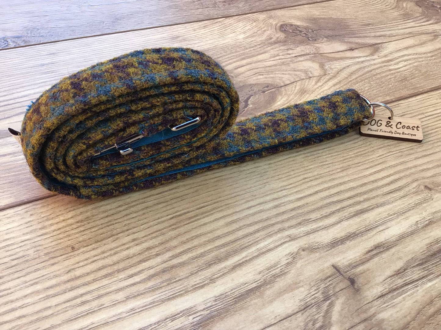 Brown & Turquoise Harris Tweed Lead