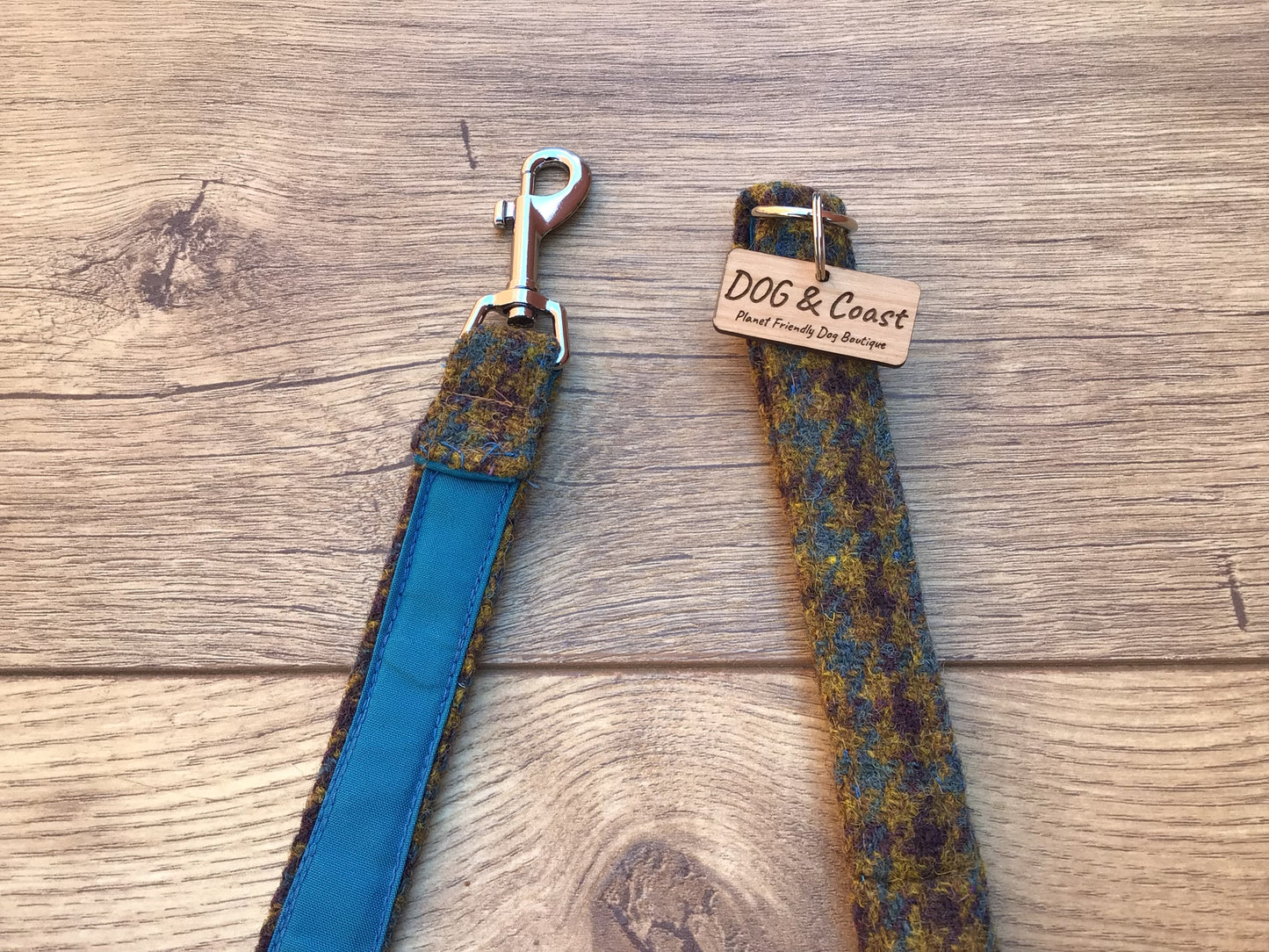 Brown & Turquoise Harris Tweed Lead