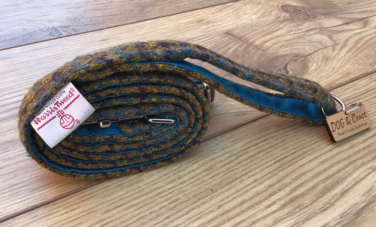Brown & Turquoise Harris Tweed Lead
