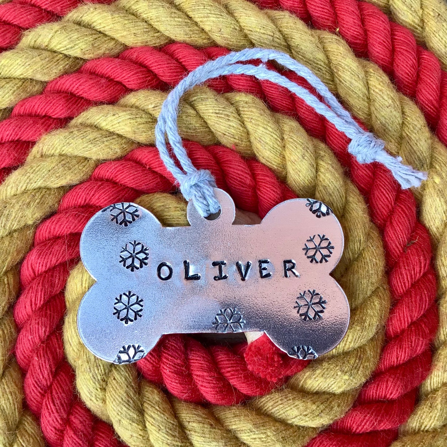 Personalised Hand Stamped Bone Christmas Decoration
