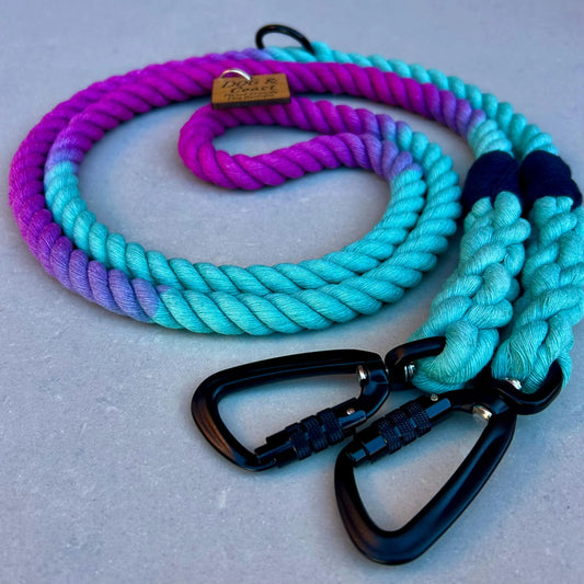 Turquoise & Purple Double Ended Training Rope Lead