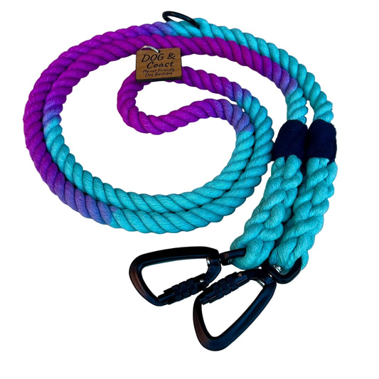 Turquoise & Purple Double Ended Training Rope Lead