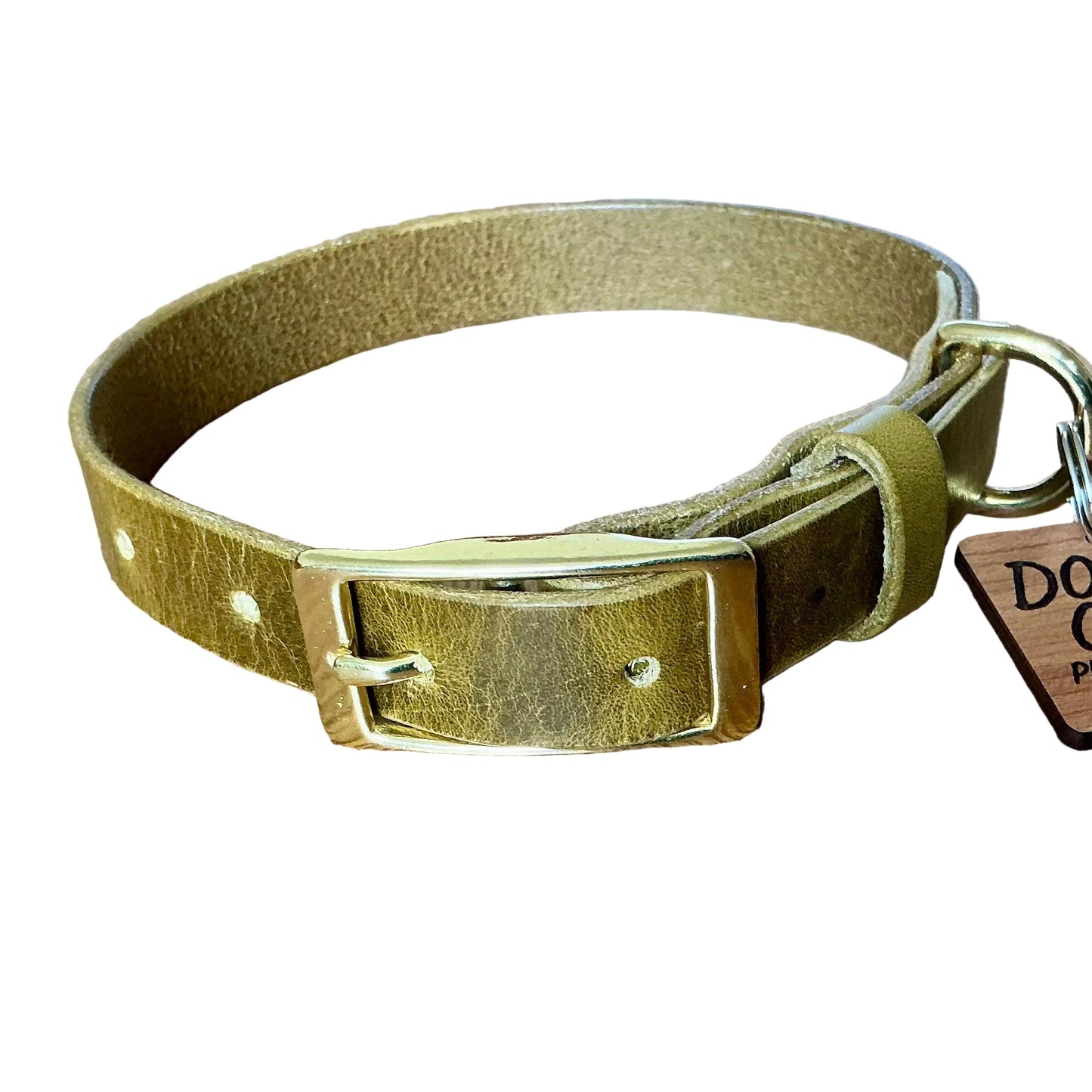 Full Grain Leather Collar - Olive