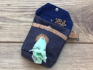 Blue Fabric Treat and Poop Bag Holder